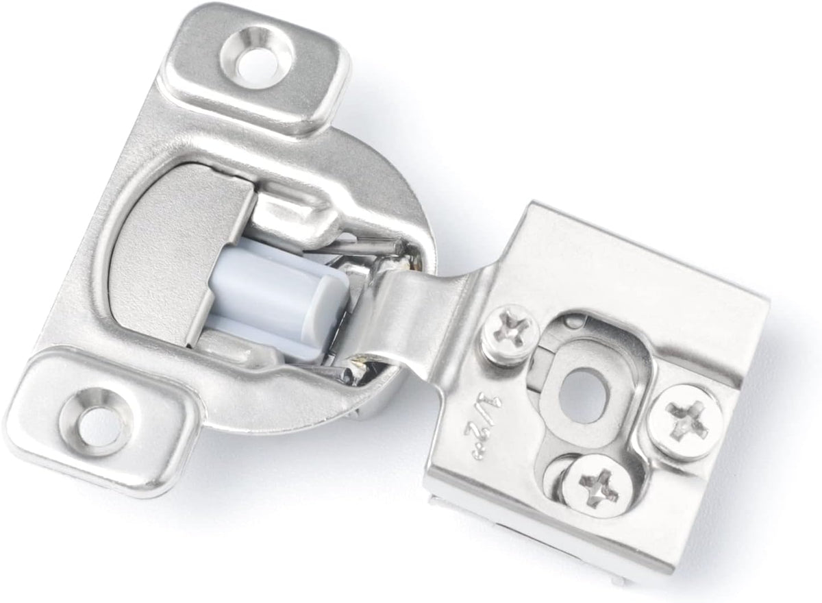 10 Pack Soft Close Cabinet Hinges, 1/2 Inch Overlay, Satin Nickel J83480