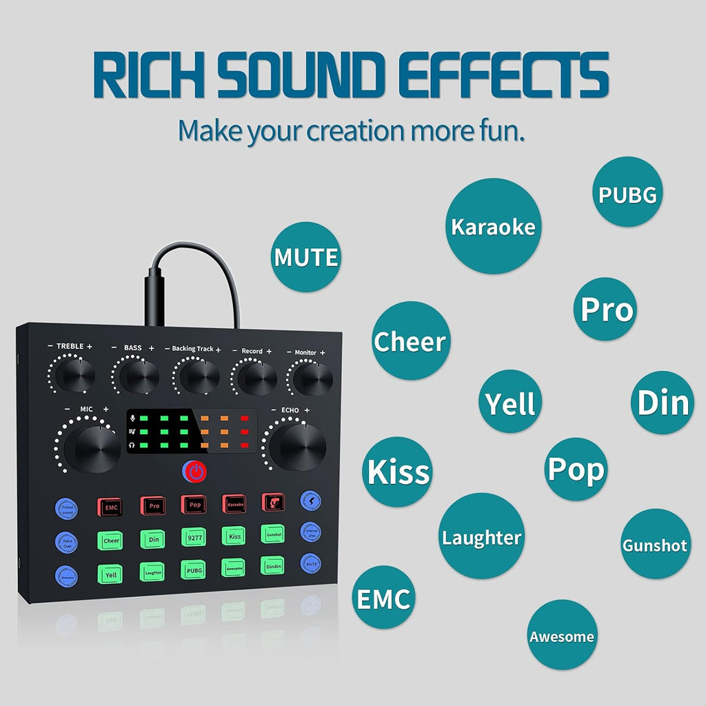 Podcast Equipment Bundle, Audio Interface with DJ Mixer and Studio Broadcast Microphone, Pack of 2 Y161