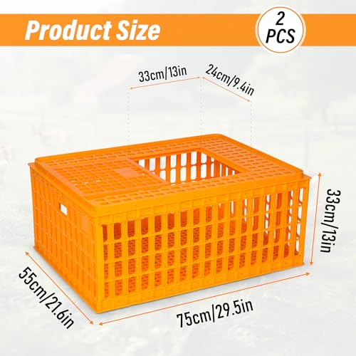 2PCS Plastic Poultry Carrier Crate, 29.5 x 21.7 x 13 Inch E439824