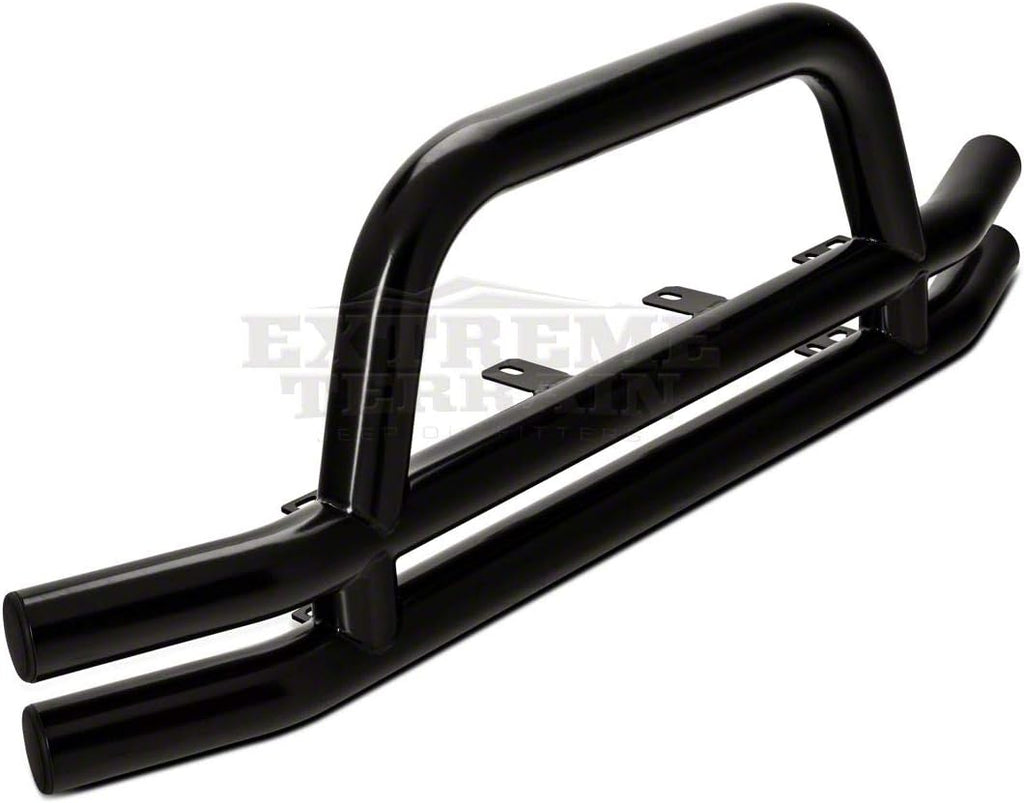 Gloss Black Double Tubular Front Bumper with Classic Over-Rider Hoop M45782