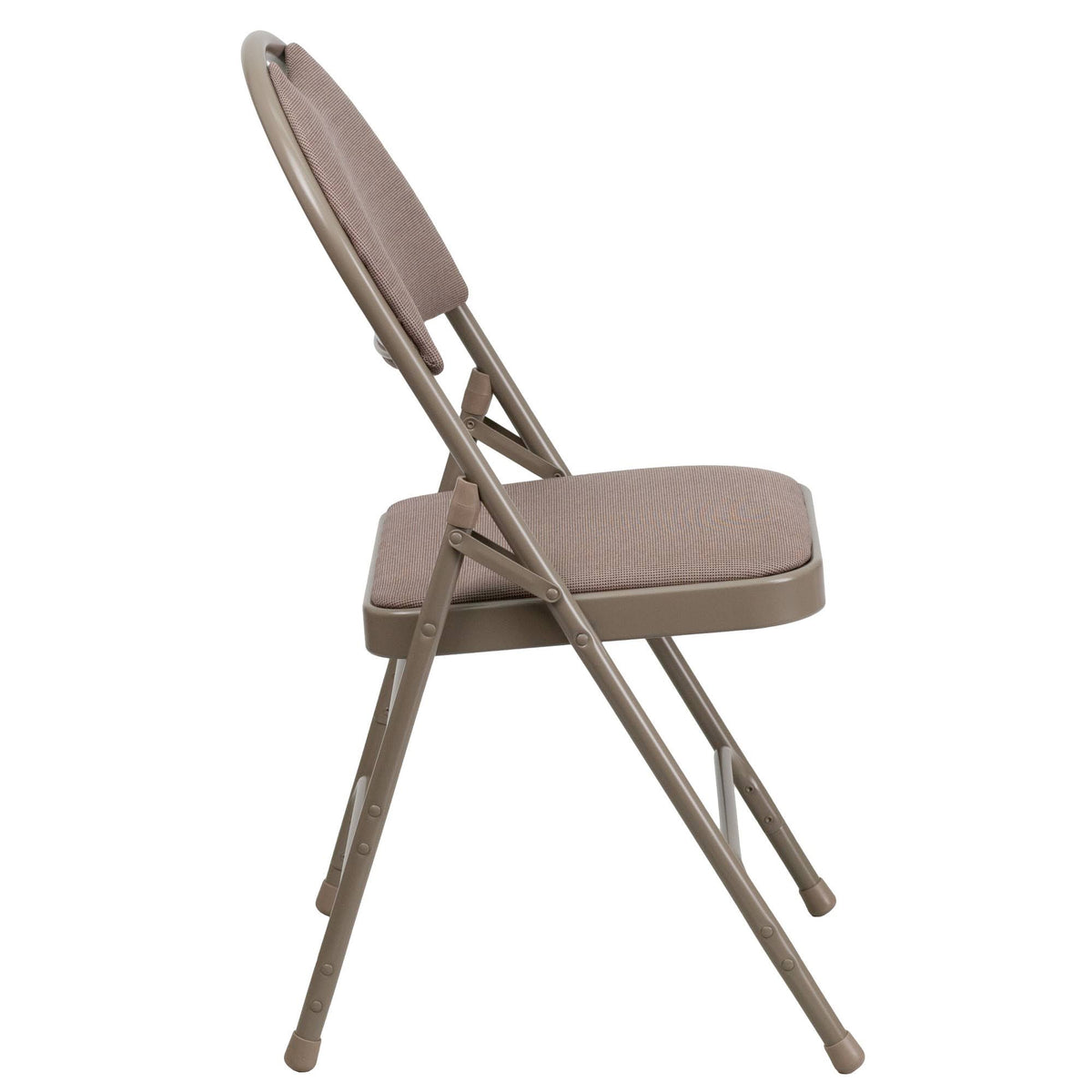 Beige Fabric Metal Folding Chair V531956