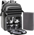 Picnic Backpack Cooler Bag for 2 Person Set with Insulated Compartment, Fleece Blanket, Cutlery Set N7604