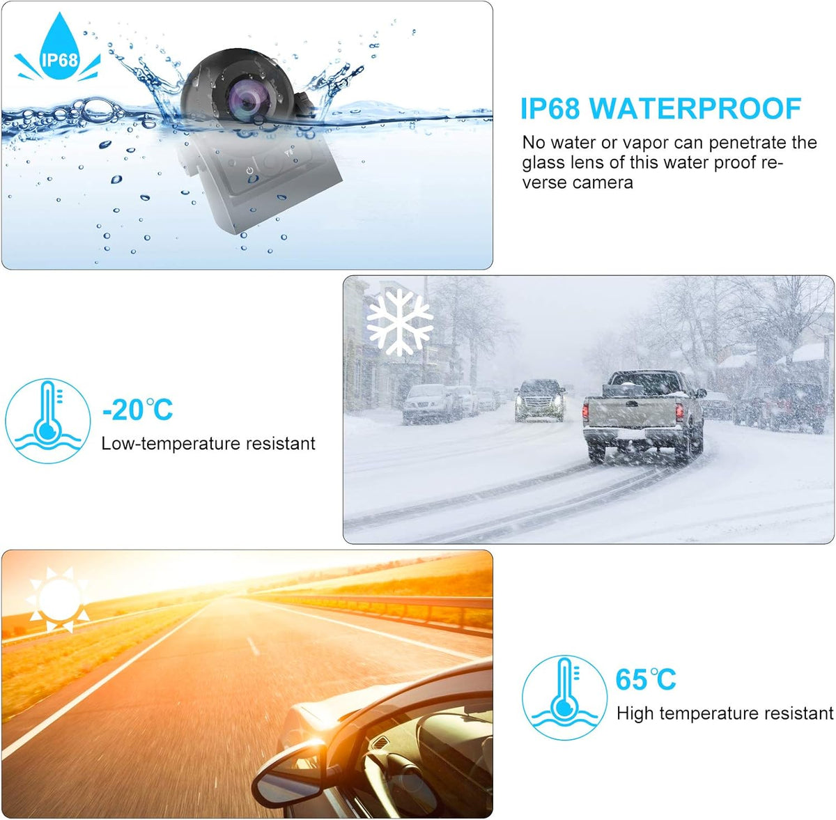 Wireless Reversing Camera Kit with 3.5 LCD Monitor IP68 Waterproof Night Vision N26007