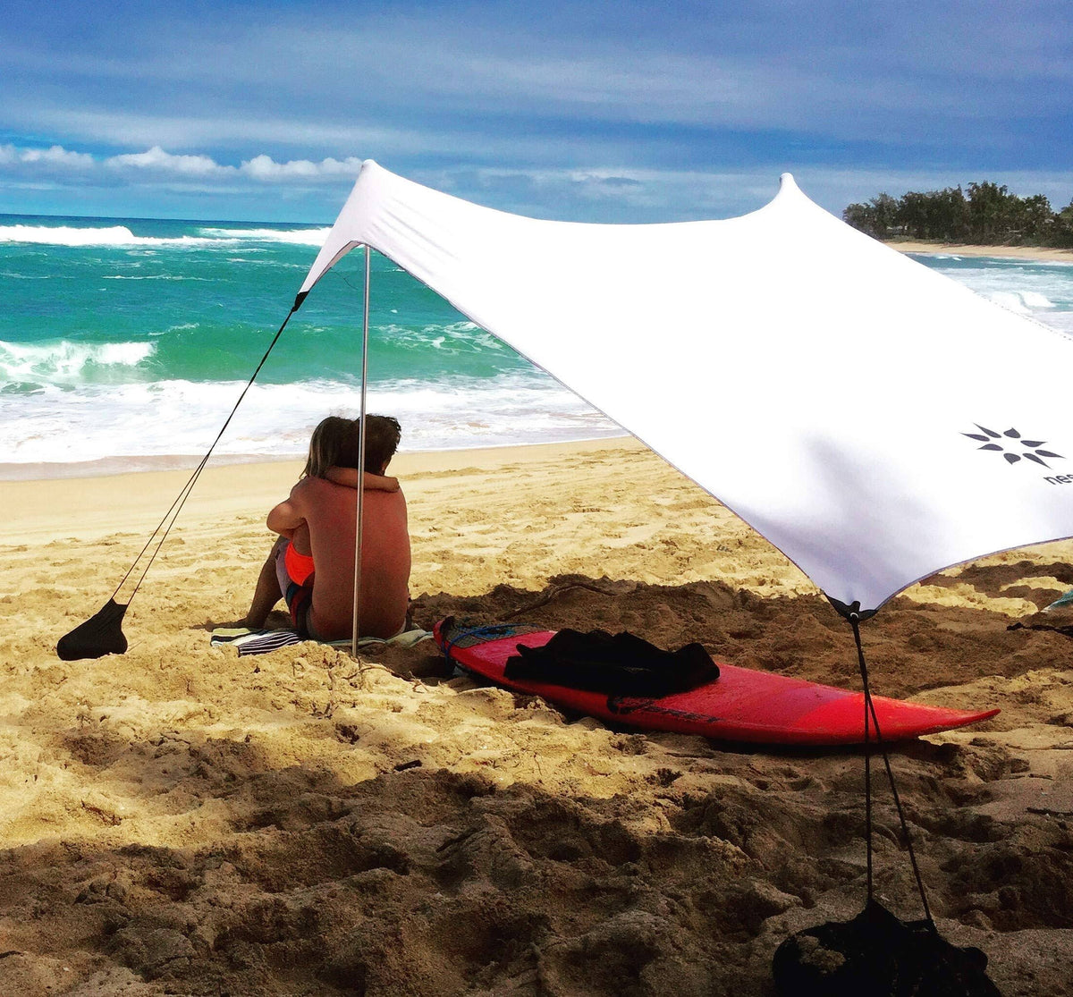 Beach Tent with Sand Anchor, Portable Canopy Sun Shelter, 7 x 7ft White L33206