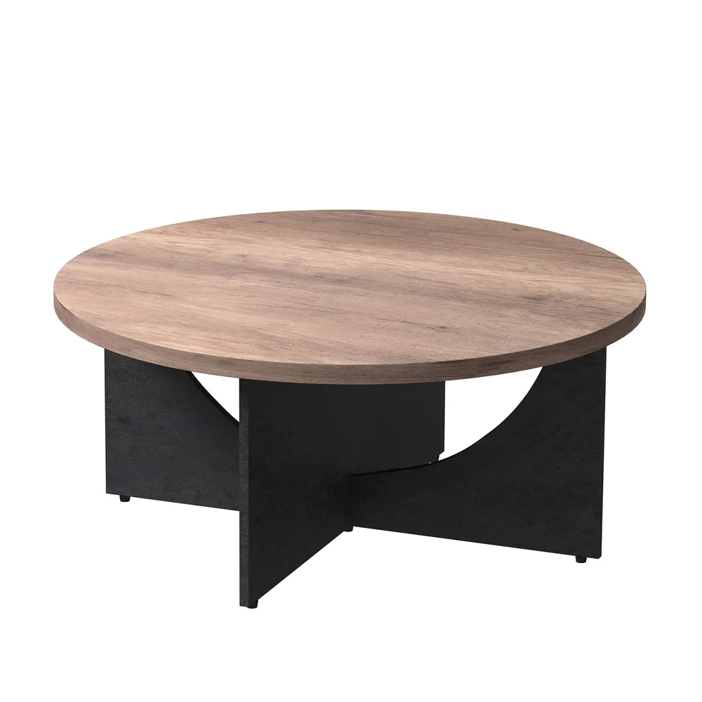 Modern Retro Round Coffee Table 35 Inches Rustic Brown M245697