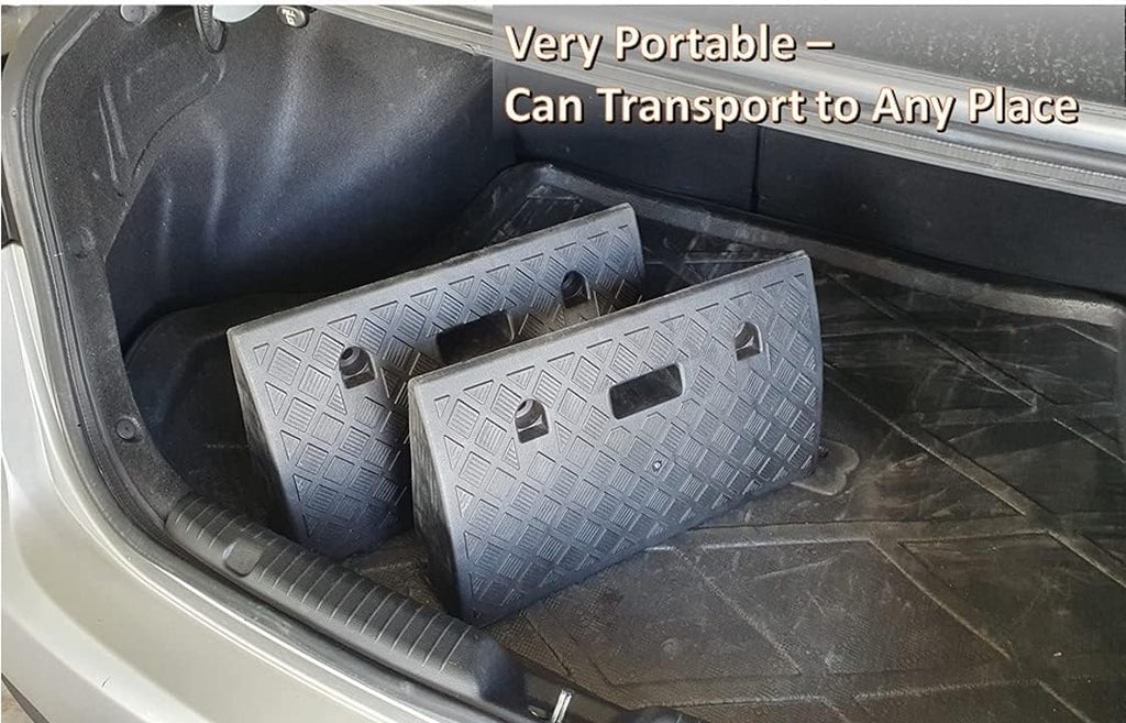 Portable Plastic Curb Ramp 2 PC Heavy Duty Lightweight Threshold Ramp with 4 Mounting Bolts L3322