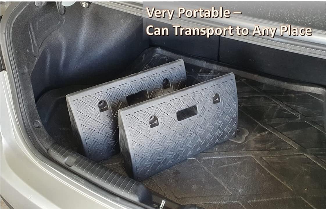 Portable Plastic Curb Ramp 2 PC Heavy Duty Lightweight Threshold Ramp with 4 Mounting Bolts L3322