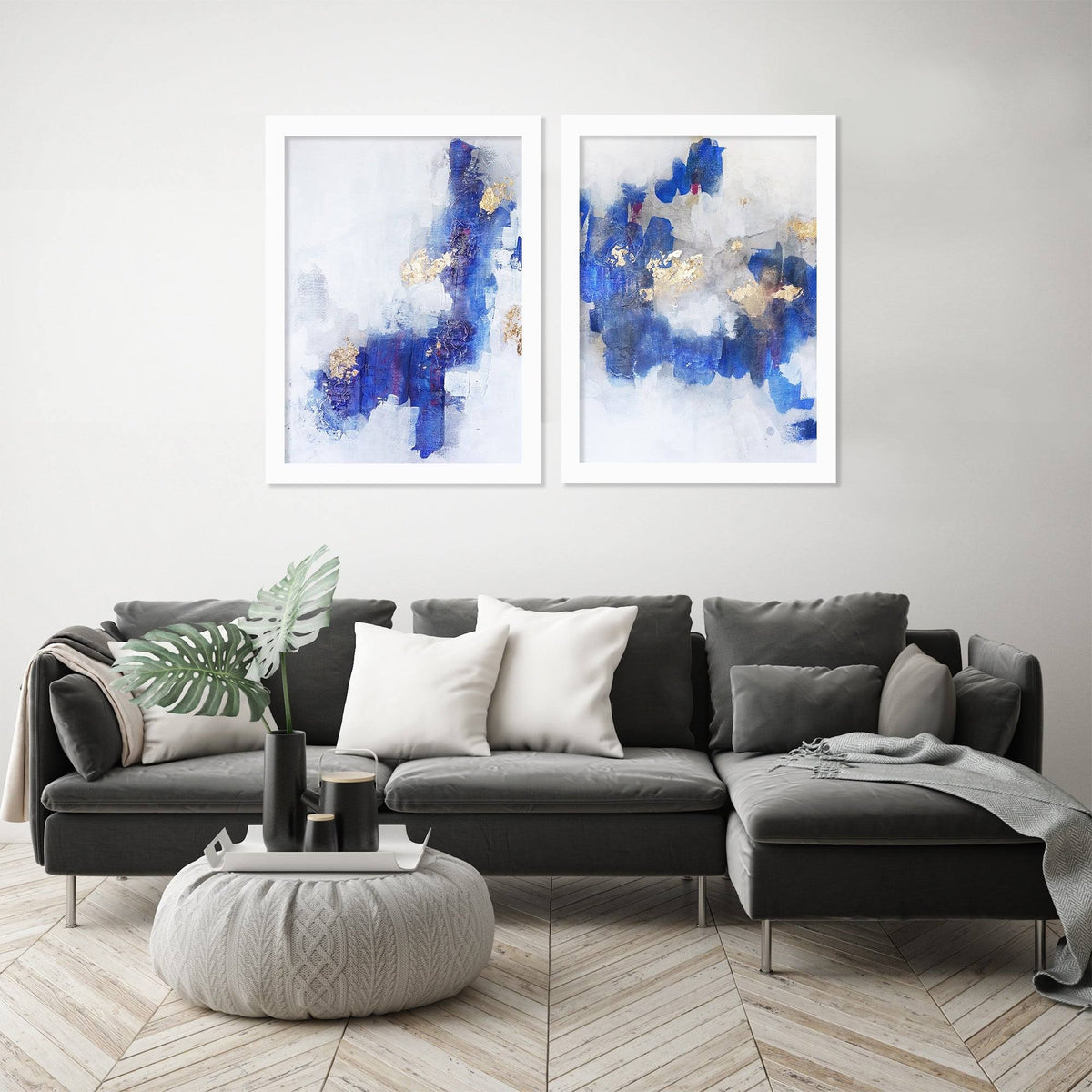 2 Piece White Framed Print Set S15958