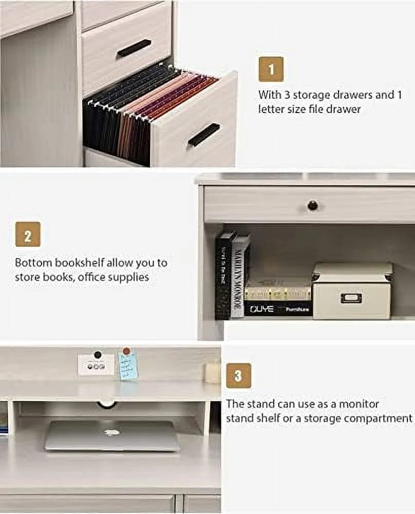 Computer Desk with 4 Drawers and Hutch Z26811
