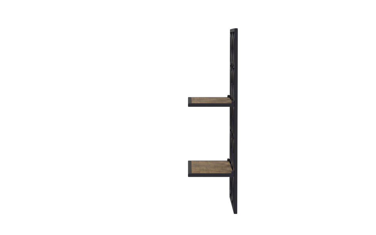 2-Tier Wall Shelves Antique Nickel Natural Mango Wood E136835