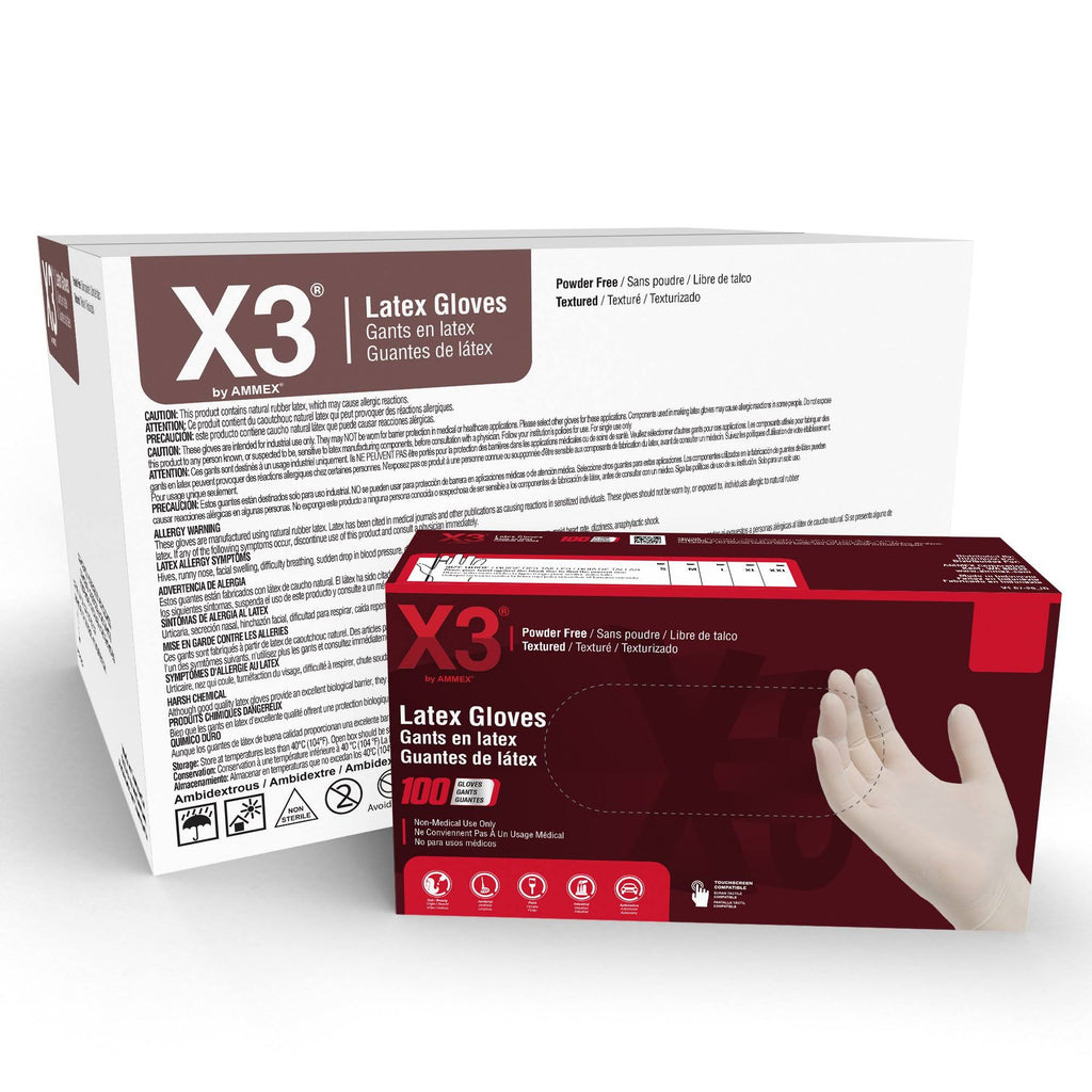 Ivory Latex Industrial Powder Free Disposable Gloves (Case of 1000) - Large E7762