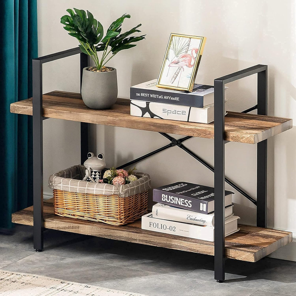 3-Tier Industrial Wood Ladder Shelves V65305