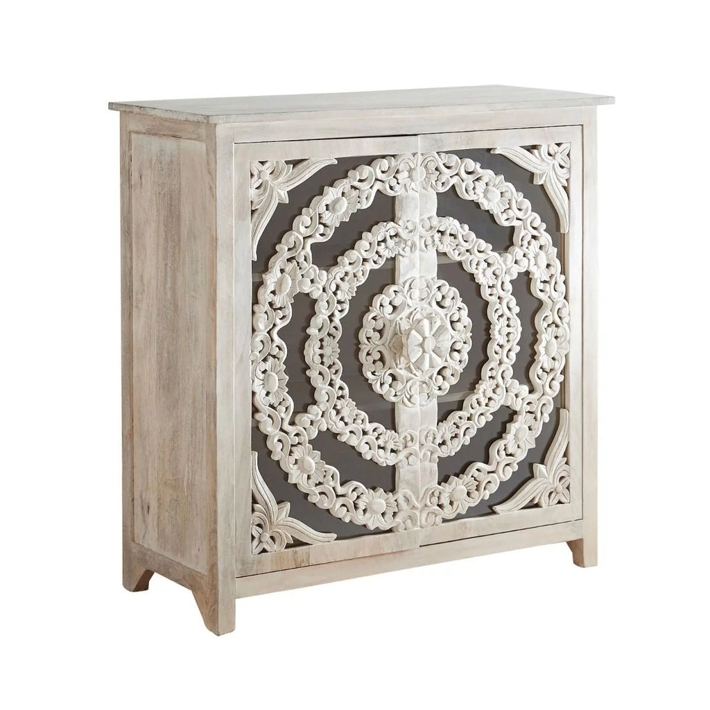 Arched Floral Carved Glass Door Sideboard D5890