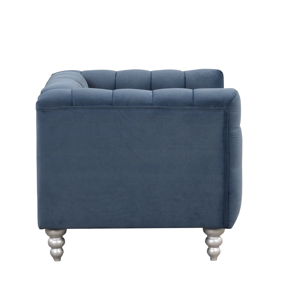 Blue Buttoned Tufted Sofa with Solid Wood Legs K3571