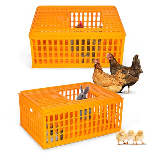 2PCS Plastic Poultry Carrier Crate, 29.5 x 21.7 x 13 Inch E439824