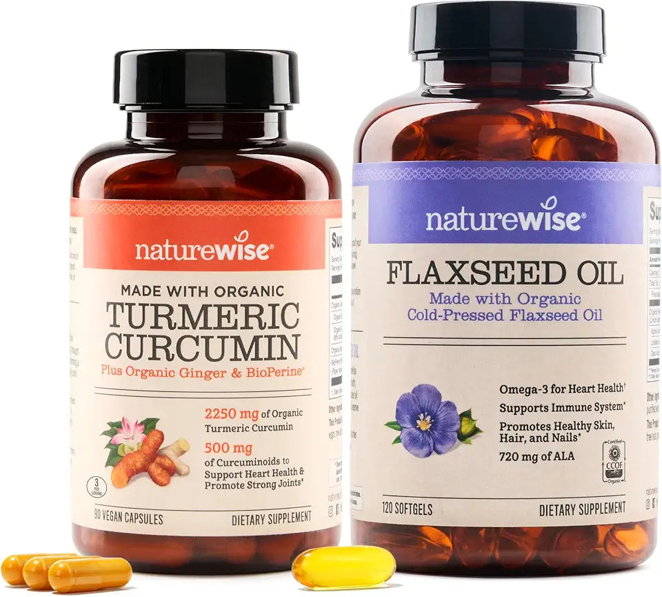 Curcumin Turmeric 2250mg & Flaxseed Oil 1200mg Omega 3 6 9 Softgels X650