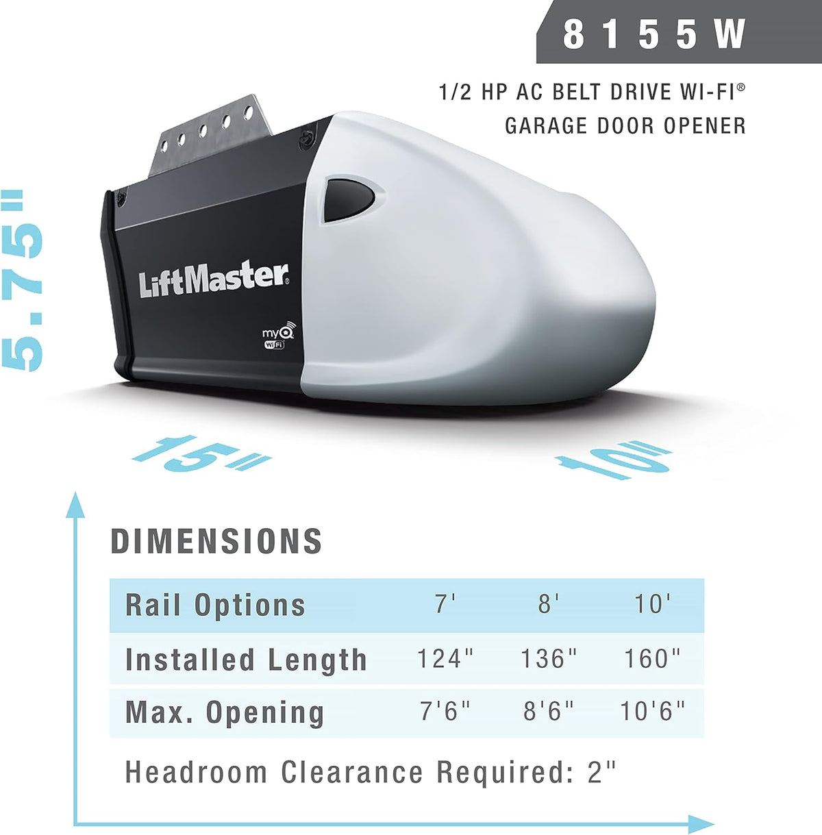 Gray Garage Door Operator with WiFi Control N834
