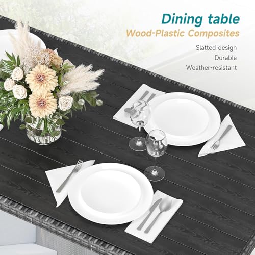 7 Piece Outdoor Patio Furniture Set with Plastic Wooden Table T209
