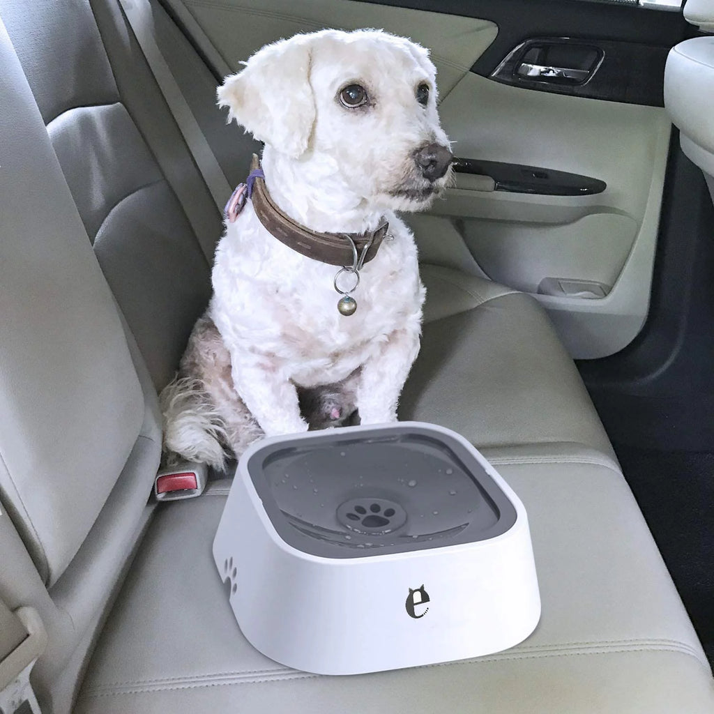 35OZ No-Spill Slow Water Feeder Dog Bowl GREY H4569