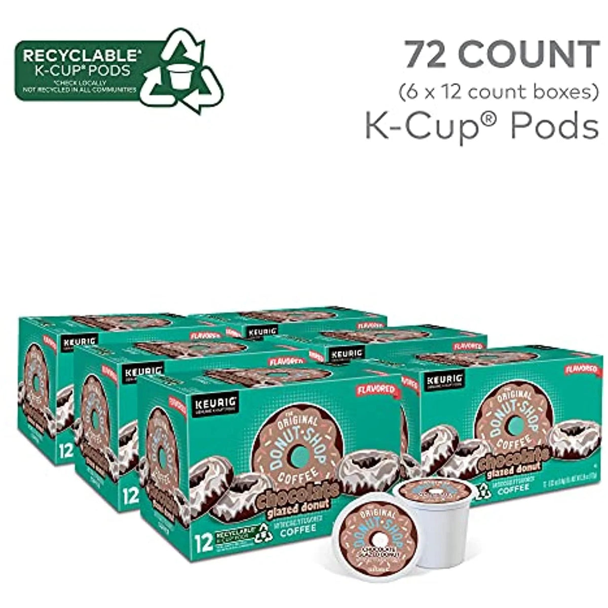 Chocolate Glazed Donut Medium Roast Coffee, 72 Count R619