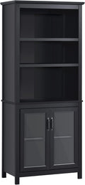 Black Multifunctional Storage Cabinet Bookcase with Adjustable Shelves S401166
