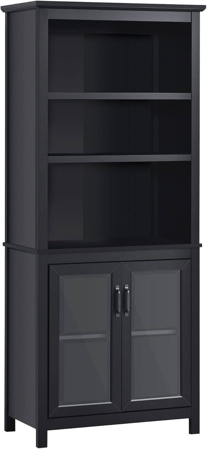 Black Multifunctional Storage Cabinet Bookcase with Adjustable Shelves S401166