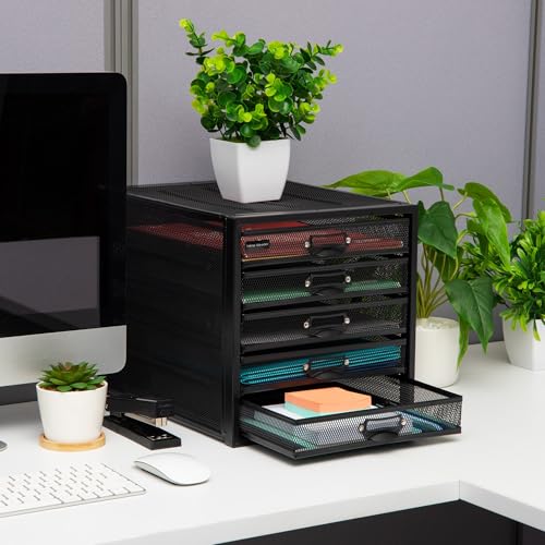10-Drawer Metal Mesh Desk Organizer, Silver Q367685