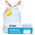 Tall Kitchen Drawstring Trash Bags 13 Gallon 500 Count White D87405