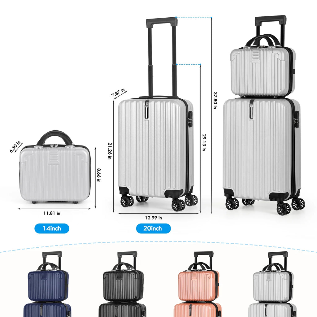 2-Piece Luggage Set Carry On Suitcase with Makeup Case K399675