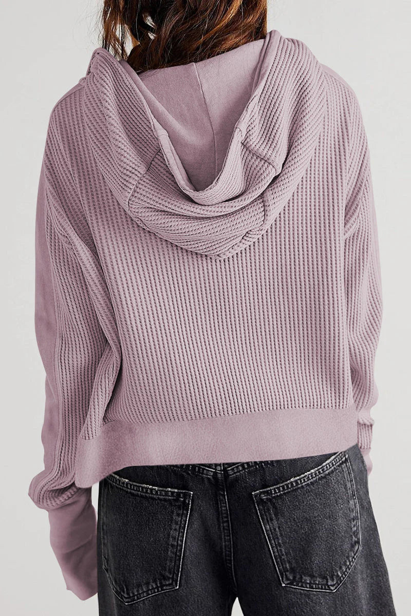 Solid Zipper Hooded Collar Outerwear V379962