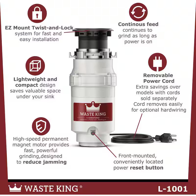 1/2 HP Continuous Feed Garbage Disposal D627