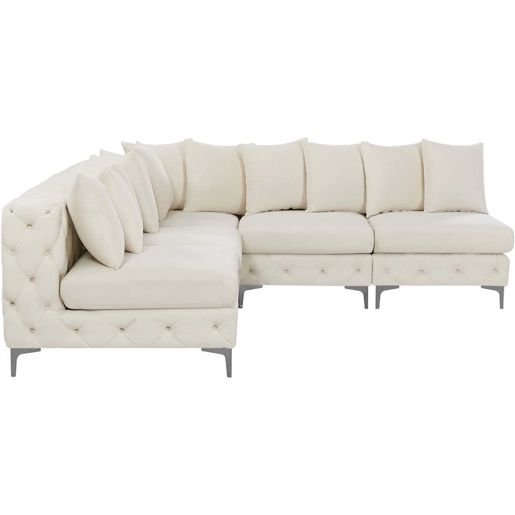Cream Velvet Modular Sectional C4552