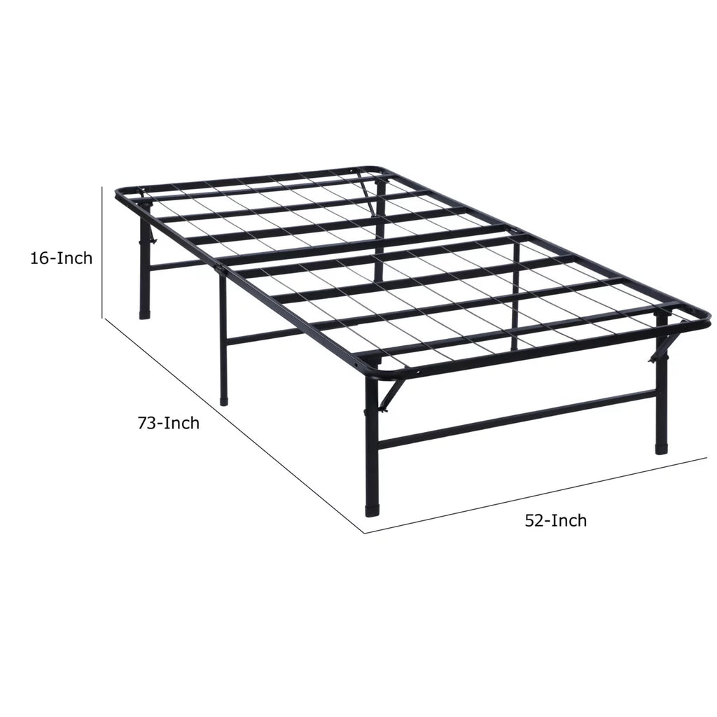 Full Size Low Profile Foldable Metal Bed Frame Black Y75818