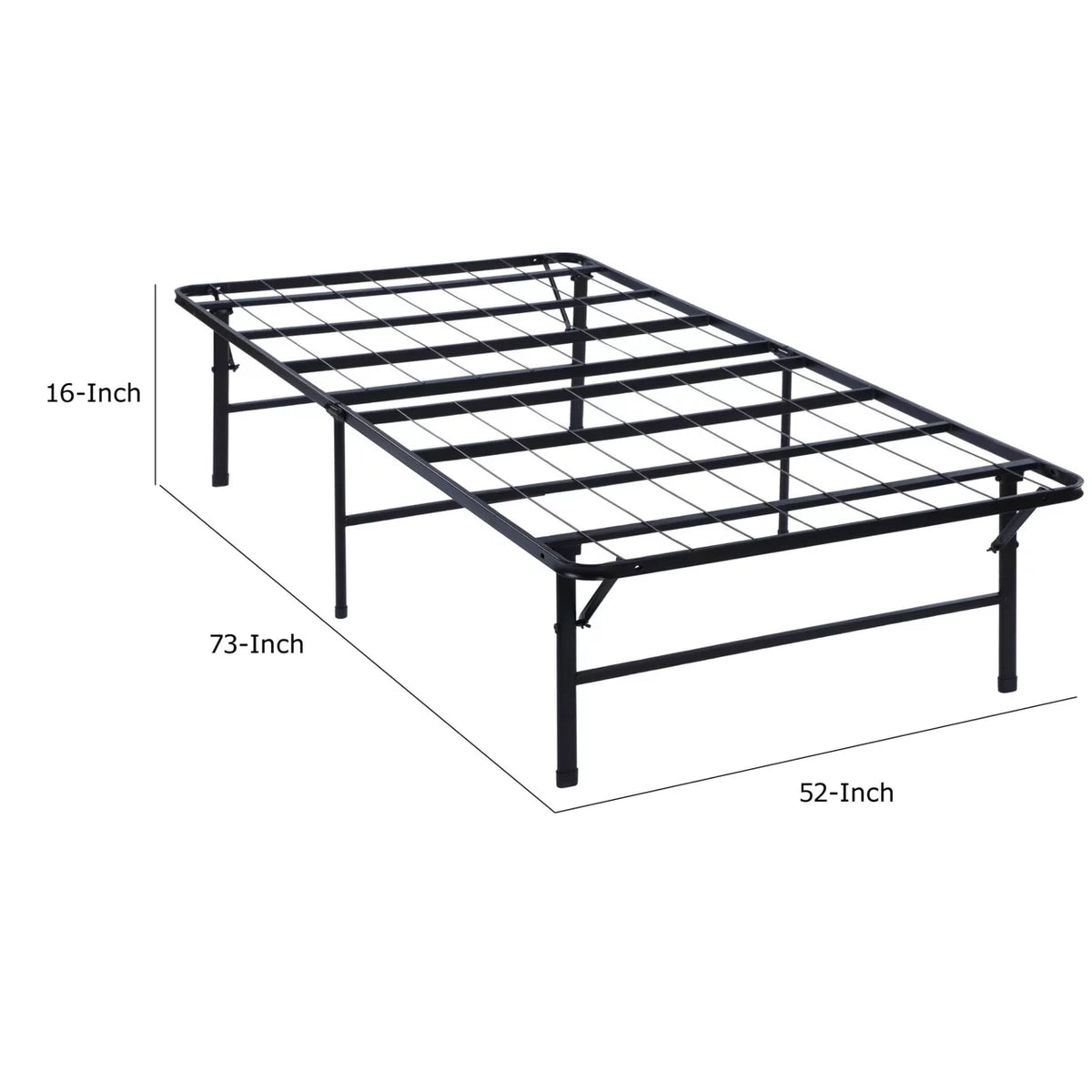 Full Size Low Profile Foldable Metal Bed Frame Black Y75818