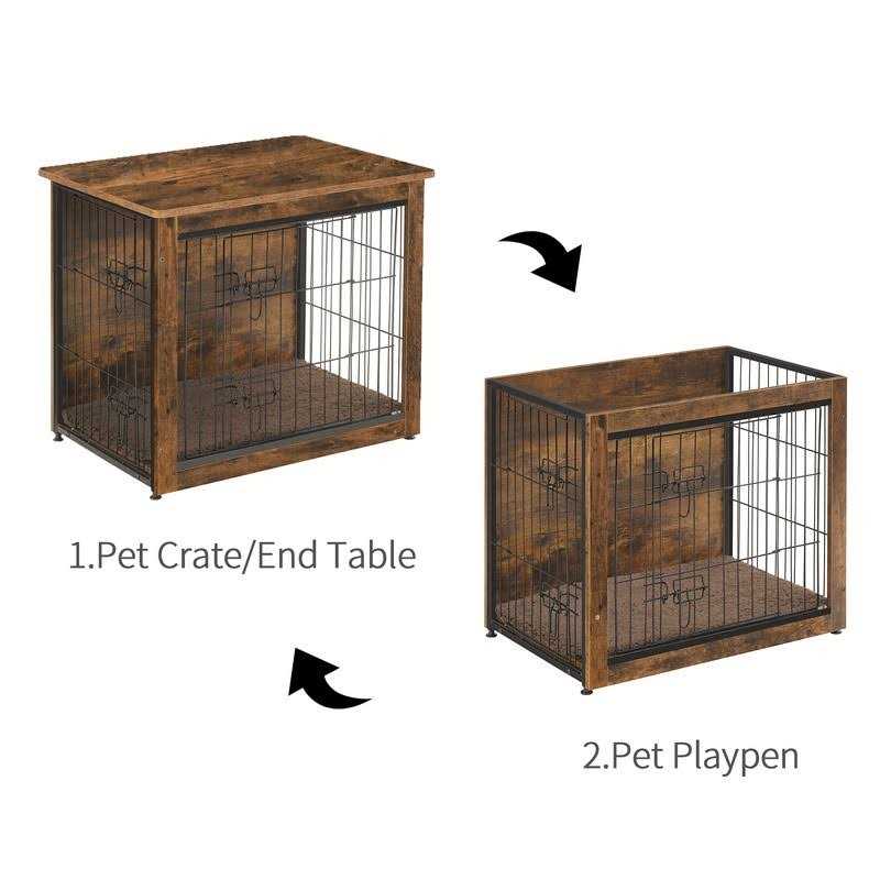 Wooden Dog Crate Furniture with Cushion B34835