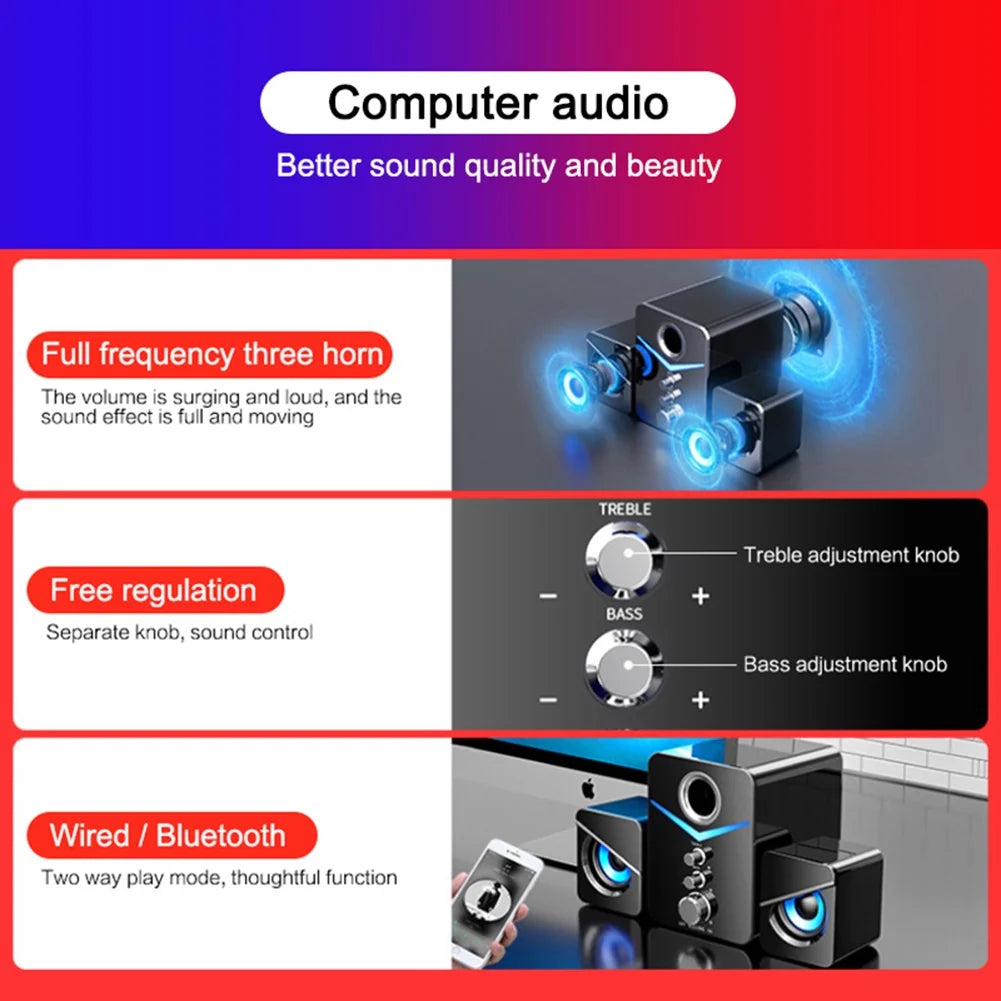 Black USB-Powered 2.1 Mini Multimedia Speakers System, Set of 3 E5911