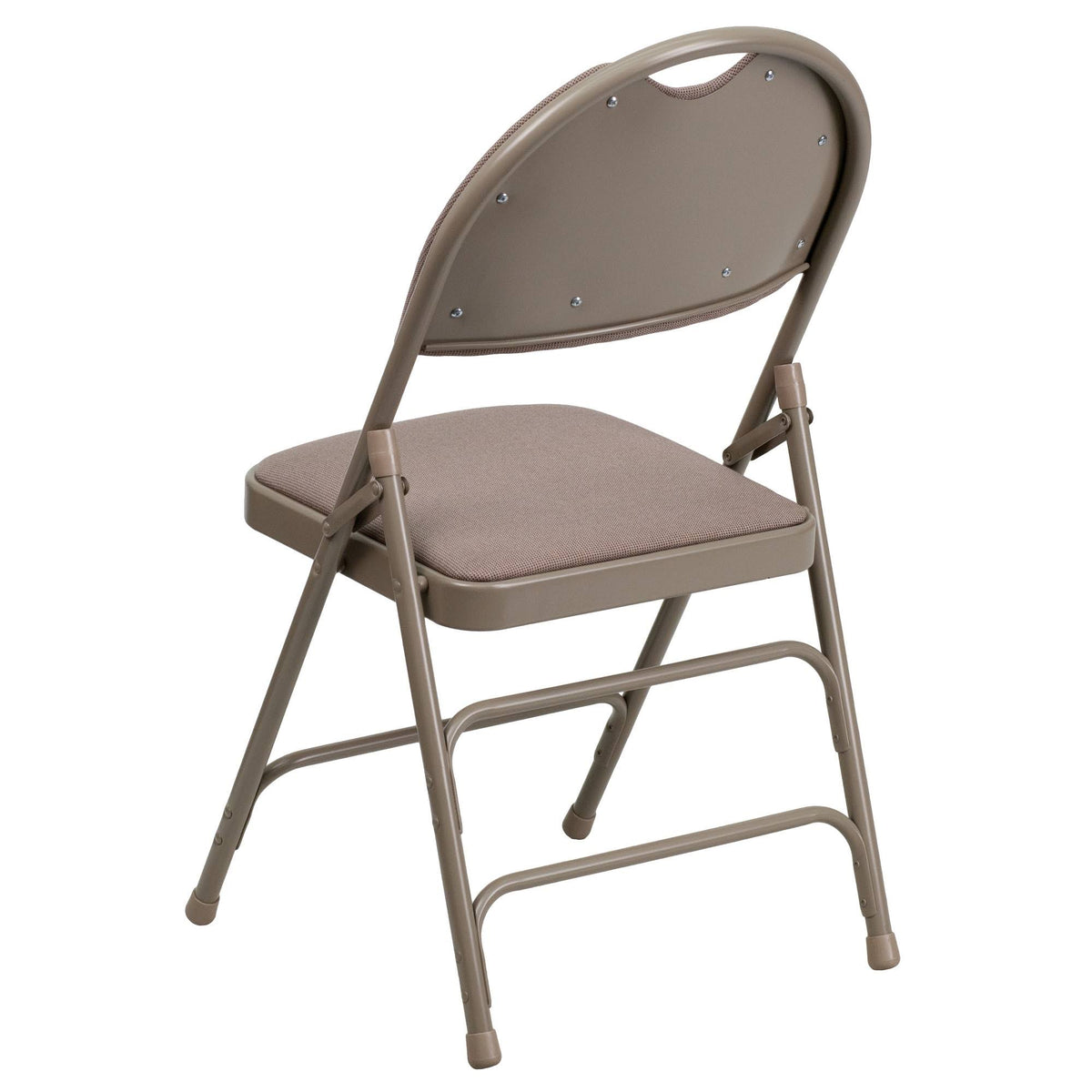 Beige Fabric Metal Folding Chair V531956