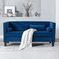 Velvet 65" Loveseat Sofa with Bolster Pillows and Back Cushion H990129