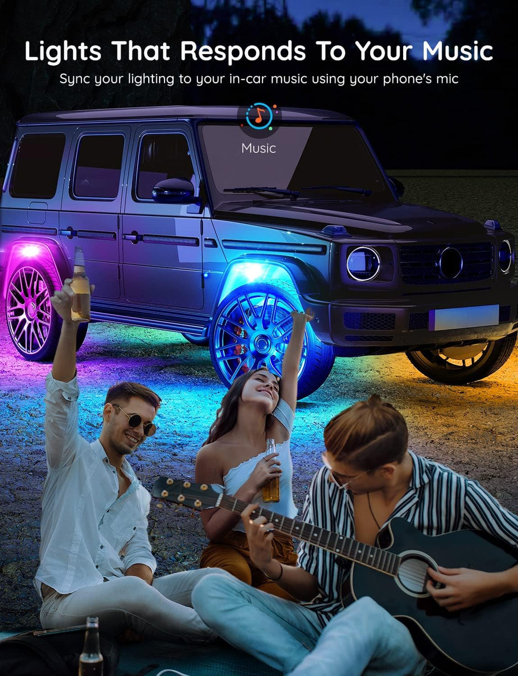 RGBIC Car Underglow Lights, 8 Pods, IP67 Waterproof, DC 12V G9828