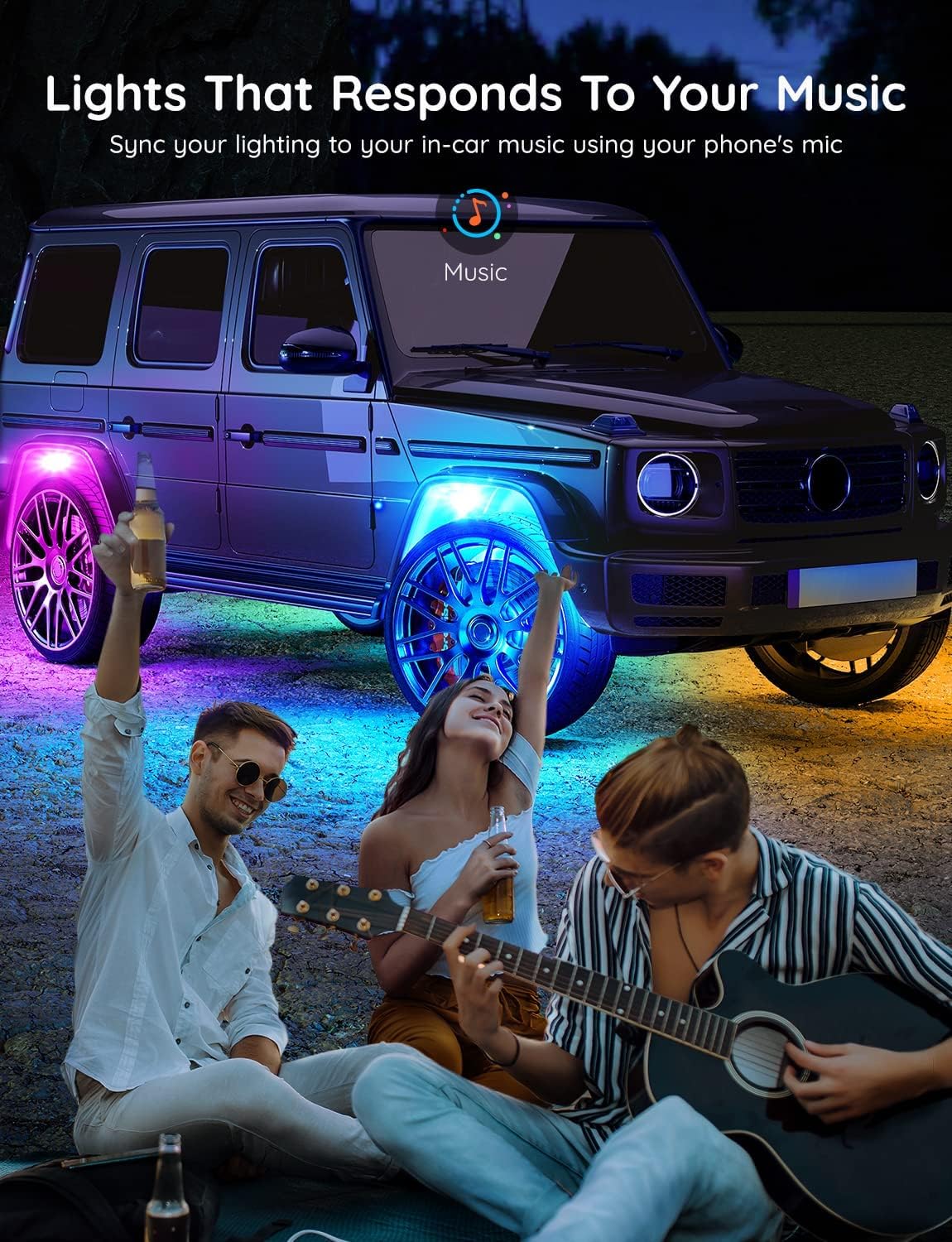 RGBIC Car Underglow Lights, 8 Pods, IP67 Waterproof, DC 12V G9828