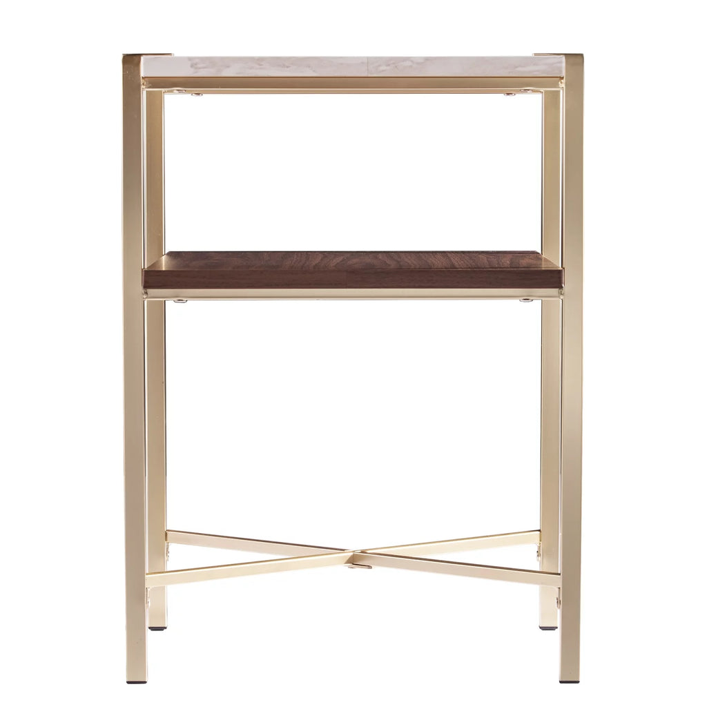 Square Faux Marble End Table with Storage F794