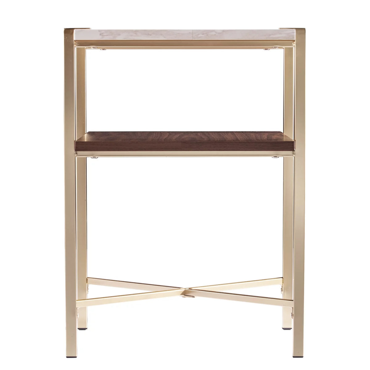 Square Faux Marble End Table with Storage F794