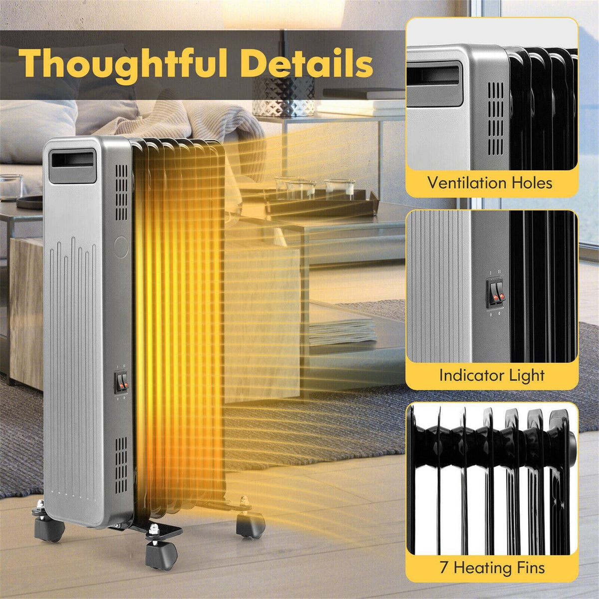 1500W Portable Oil Filled Radiator Heater G475