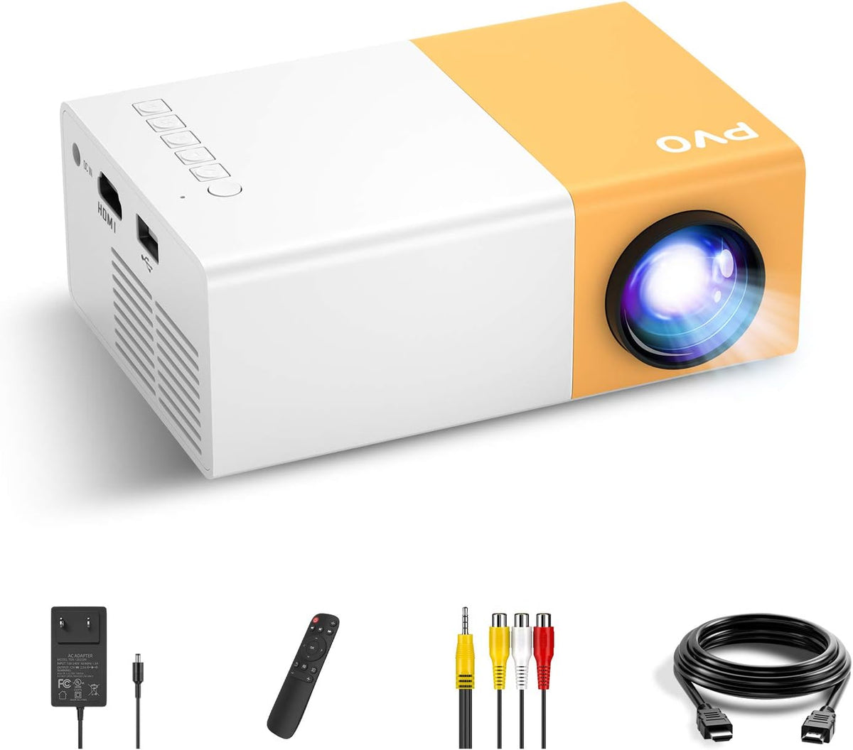 Portable Mini LED Projector with HDMI USB AV Interfaces and Remote Control I600