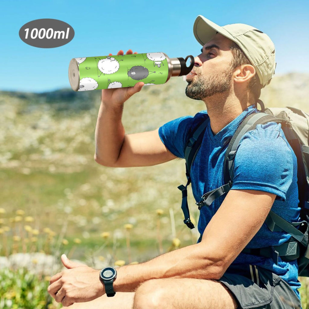 Green Stainless Steel Insulated Water Bottle with Straw Lid K20136