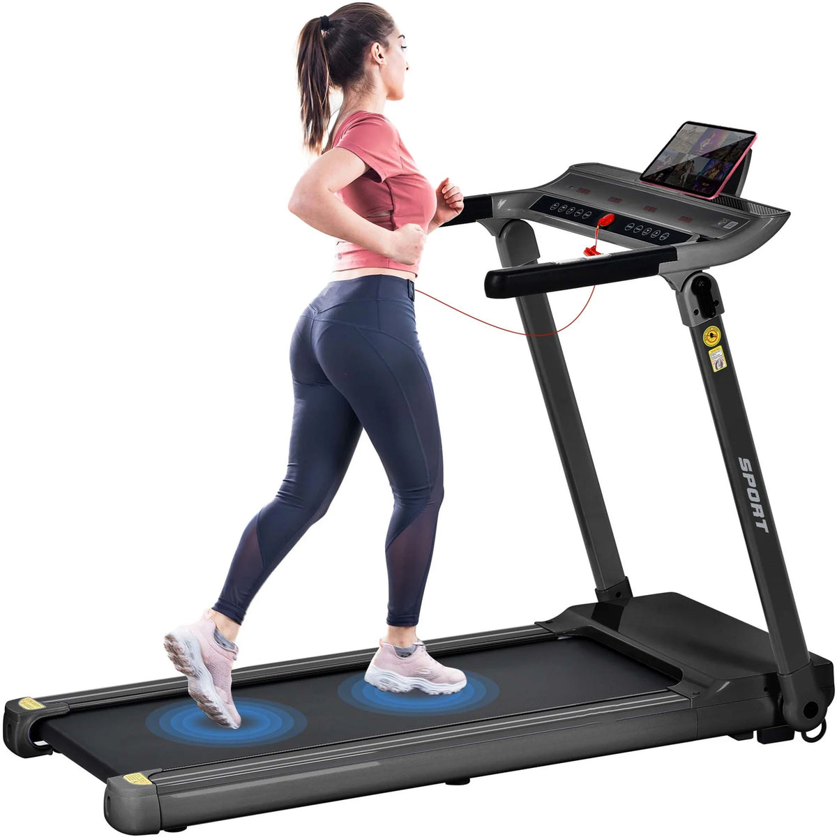 Folding Treadmill 300 lb+ Capacity 3.5 HP Black A9923