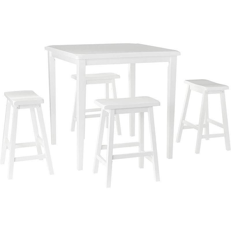 White Wooden Counter Height Table Set with 4 Chairs I4060