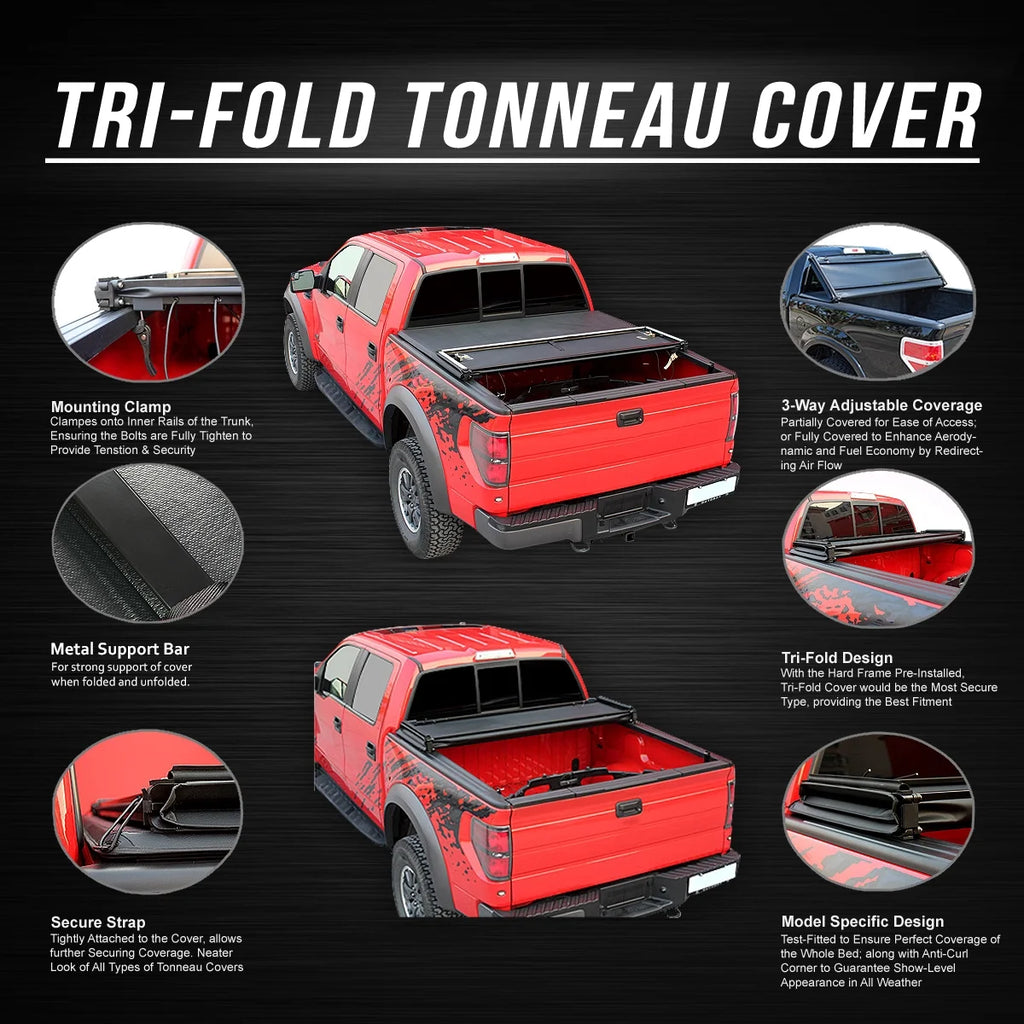 Tri-Fold Soft Top Tonneau Cover for Ford F250 F350 Super Duty 6.5' Bed A30446