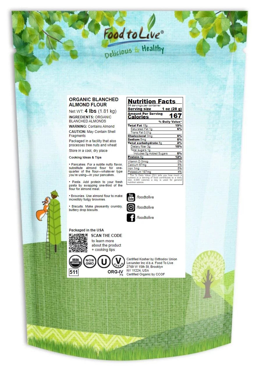 Organic Blanched Almond Flour, 4 Pounds I44097