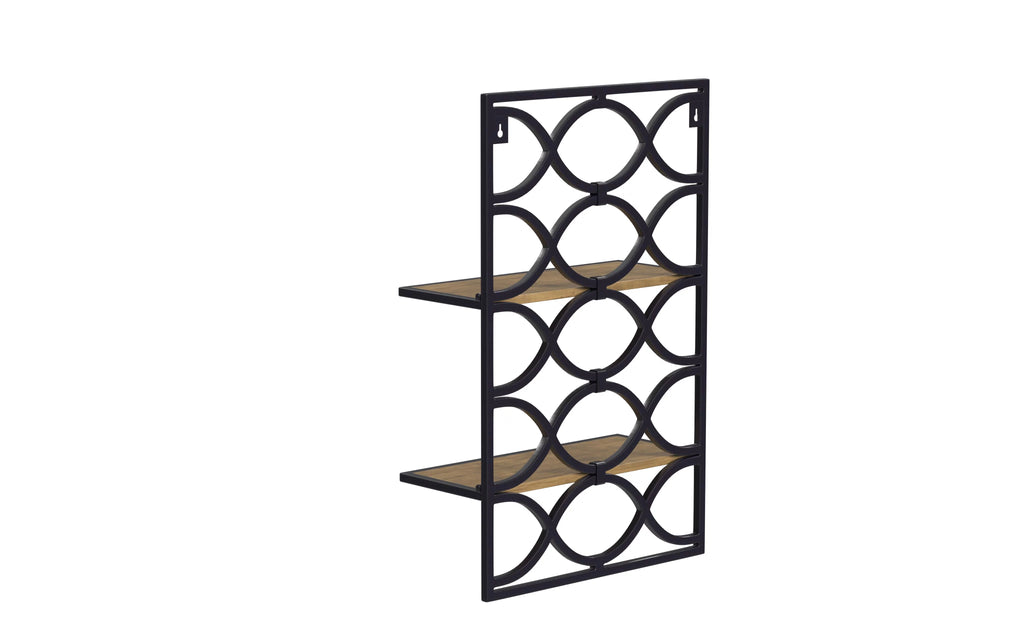 2-Tier Wall Shelves Antique Nickel Natural Mango Wood E136835